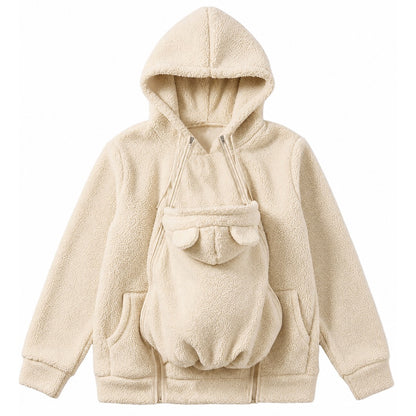 KinlyMoon 2-in-1 fleece baby carrier hoodie in Beige